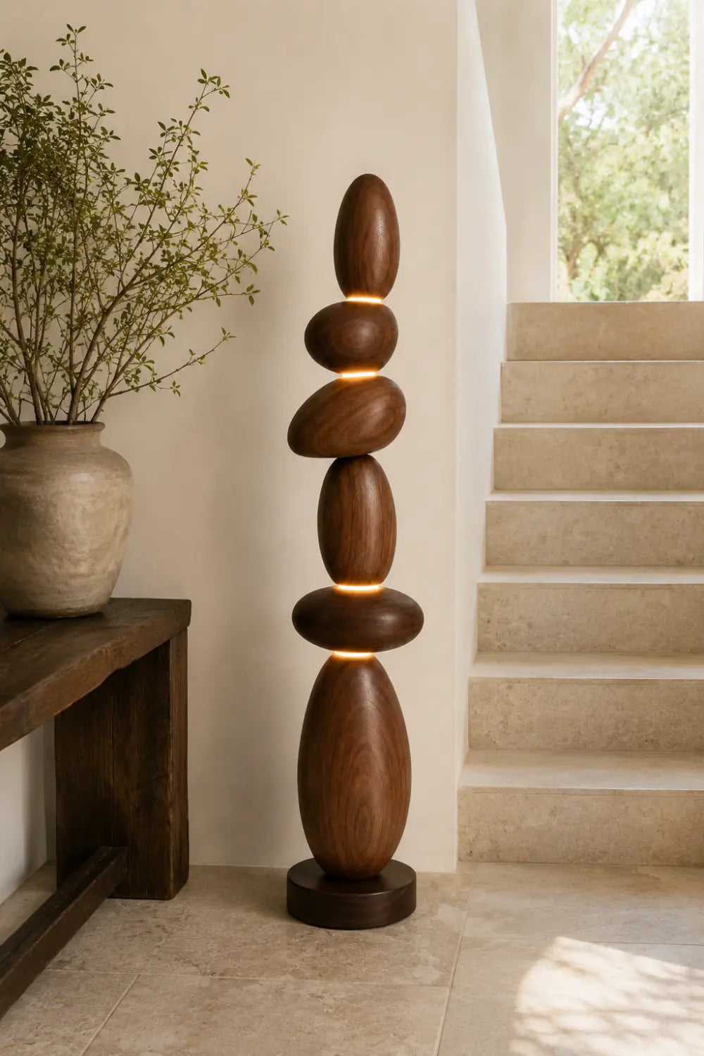 Sculptural Wooden Floor Lamp Abstract Design For Contemporary Homes