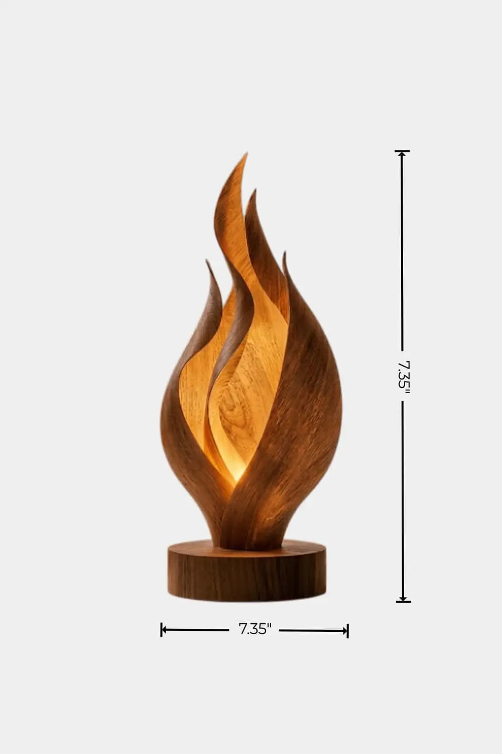 Abstract Wooden Flame Table Lamp Hand Carved Walnut Desk Light For Modern Home Decor