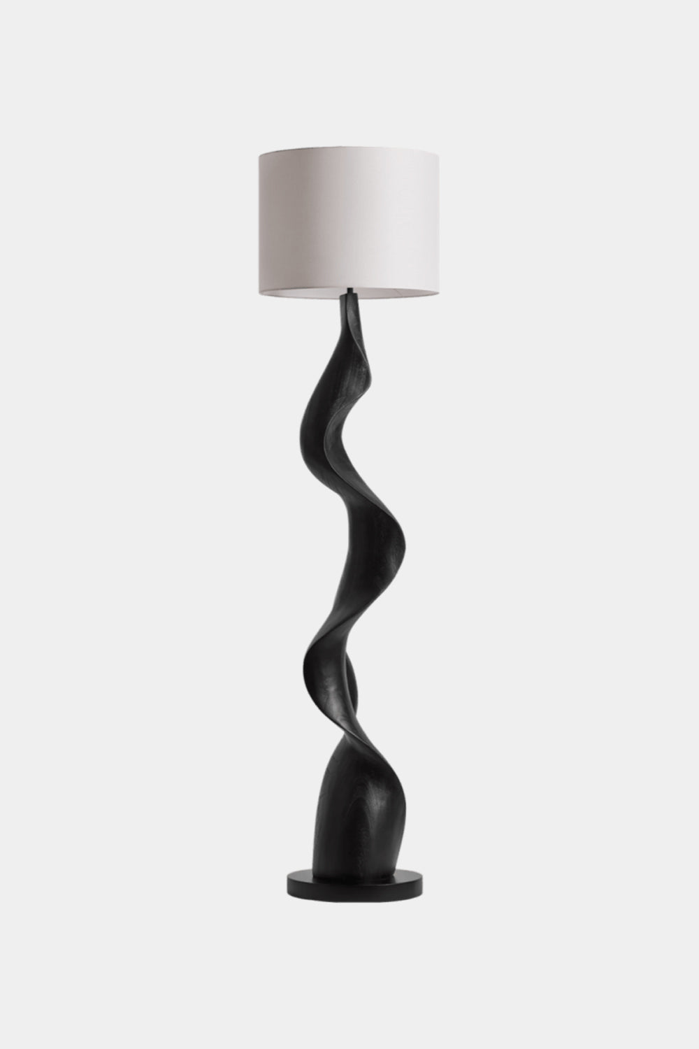 Modern Abstract Wood Floor Lamp With Twisted Sculptural Base For Living Room