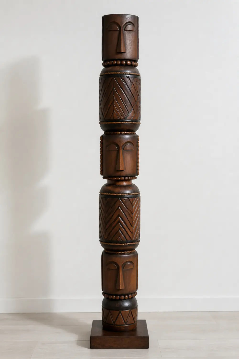 Hand Carved African Tribal Large Wood Sculpture Totem Floor Statue For Modern Home Decor