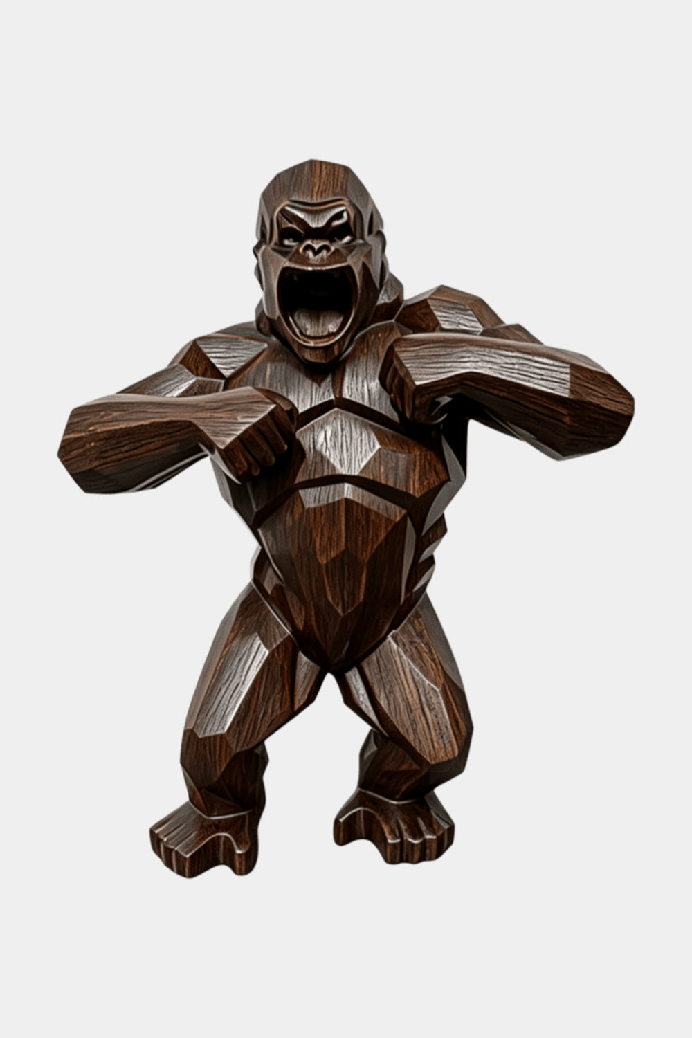 Hand Carved Walnut Gorilla Sculpture Modern Abstract Animal Statue For Home Decor