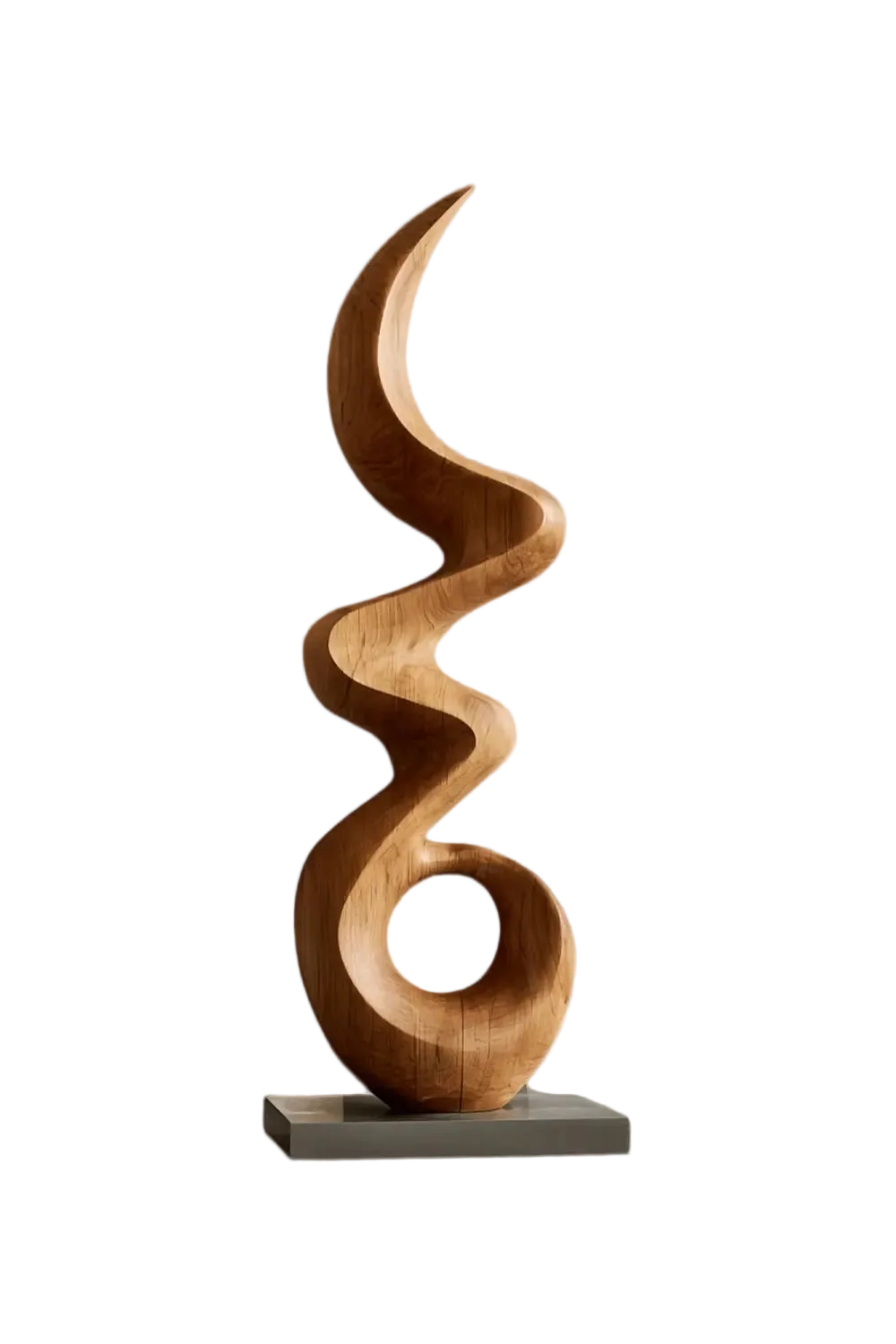 Large Abstract Oak Wood Sculpture For Modern Home Decor