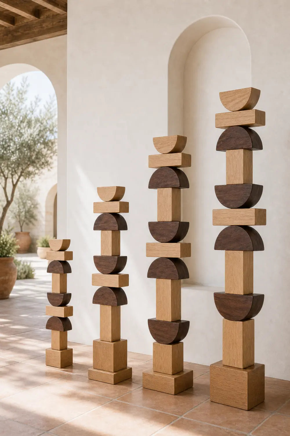Large Modern Geometric Wood Sculpture For Entryway And Living Room Decor