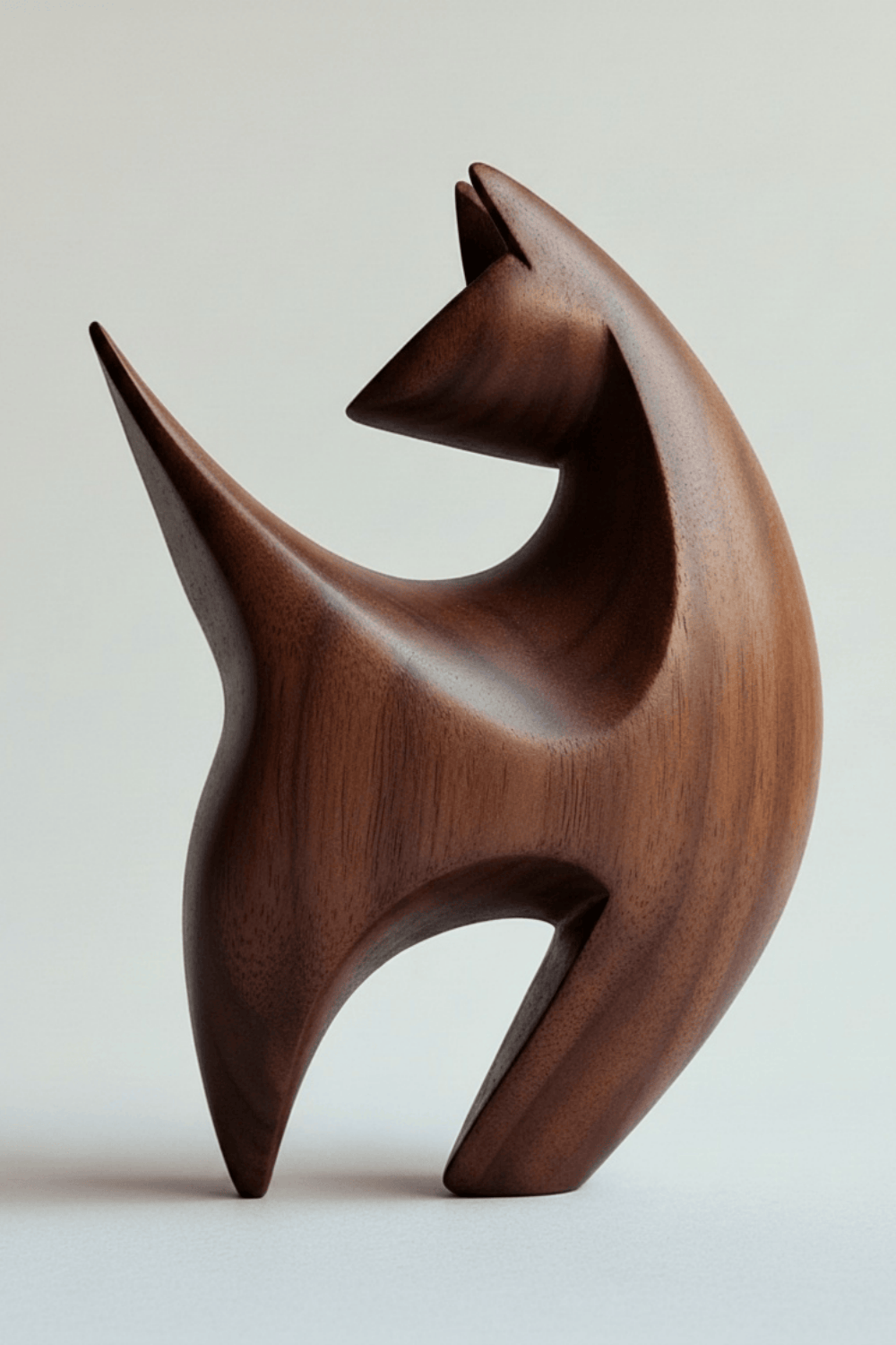 Abstract Animal Wood Sculpture Wooden Cat Sculptures Wood Feline Statue