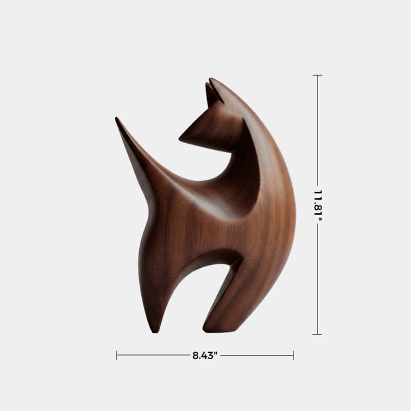 Abstract Animal Wood Sculpture Wooden Cat Sculptures Wood Feline Statue