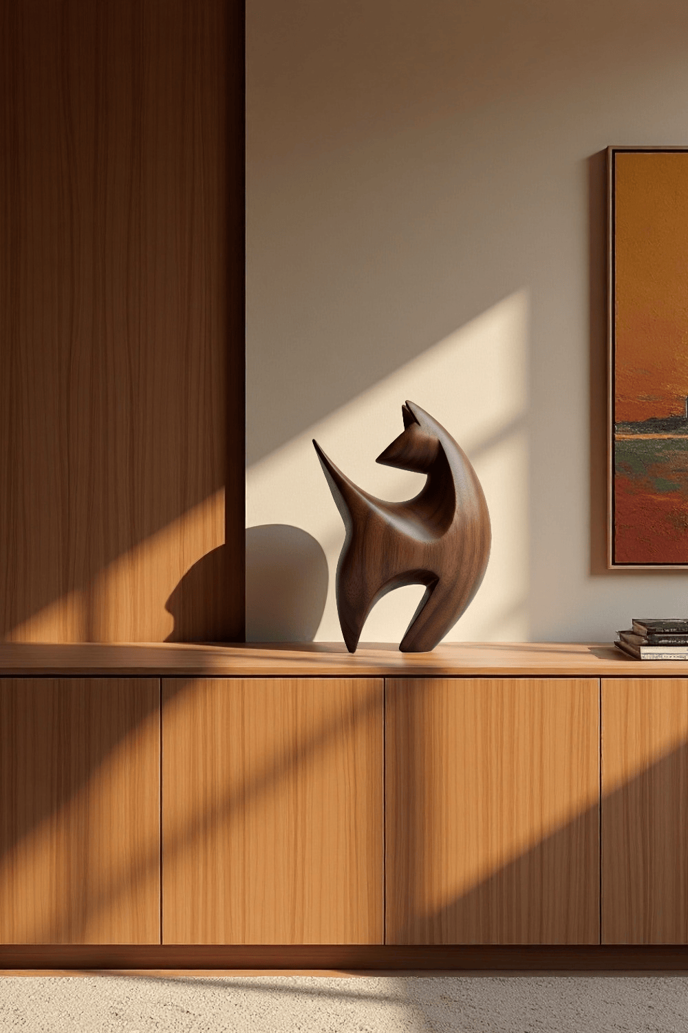 Abstract Animal Wood Sculpture Wooden Cat Sculptures Wood Feline Statue