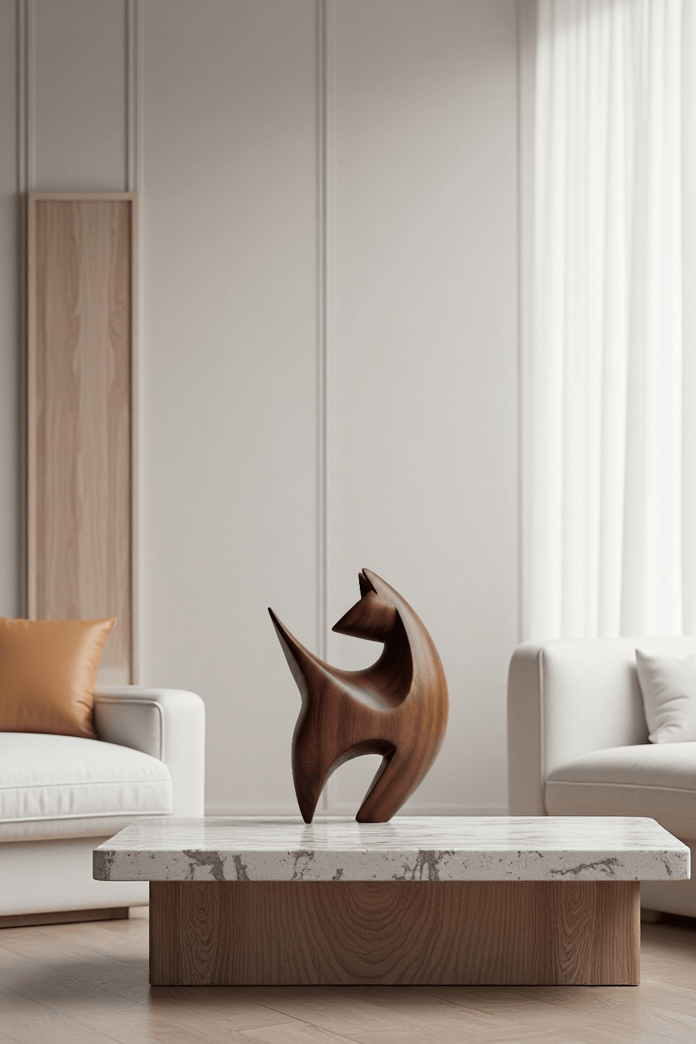 Abstract Animal Wood Sculpture Wooden Cat Sculptures Wood Feline Statue