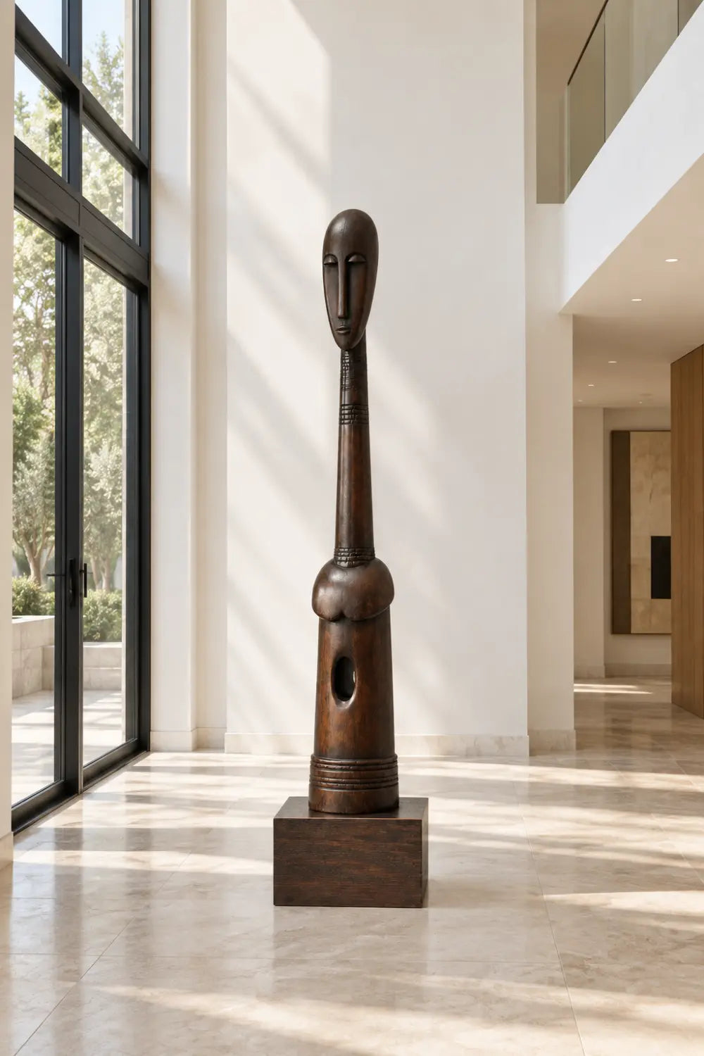 Hand-Carved African Tribal Floor Wooden Sculpture For Modern Home Decor