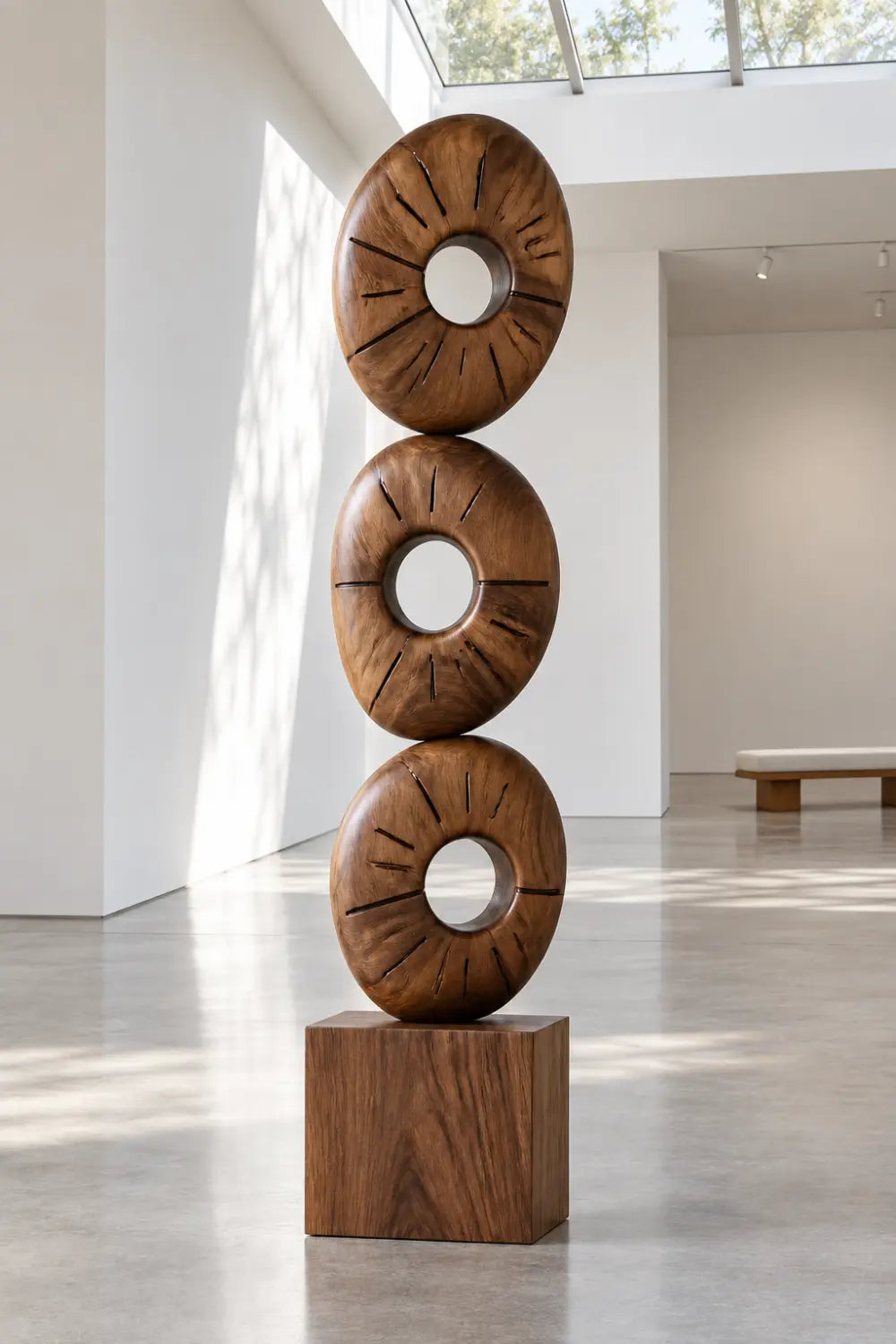 Modern Minimalist Floor Standing Wooden Sculpture For Living Room Decor