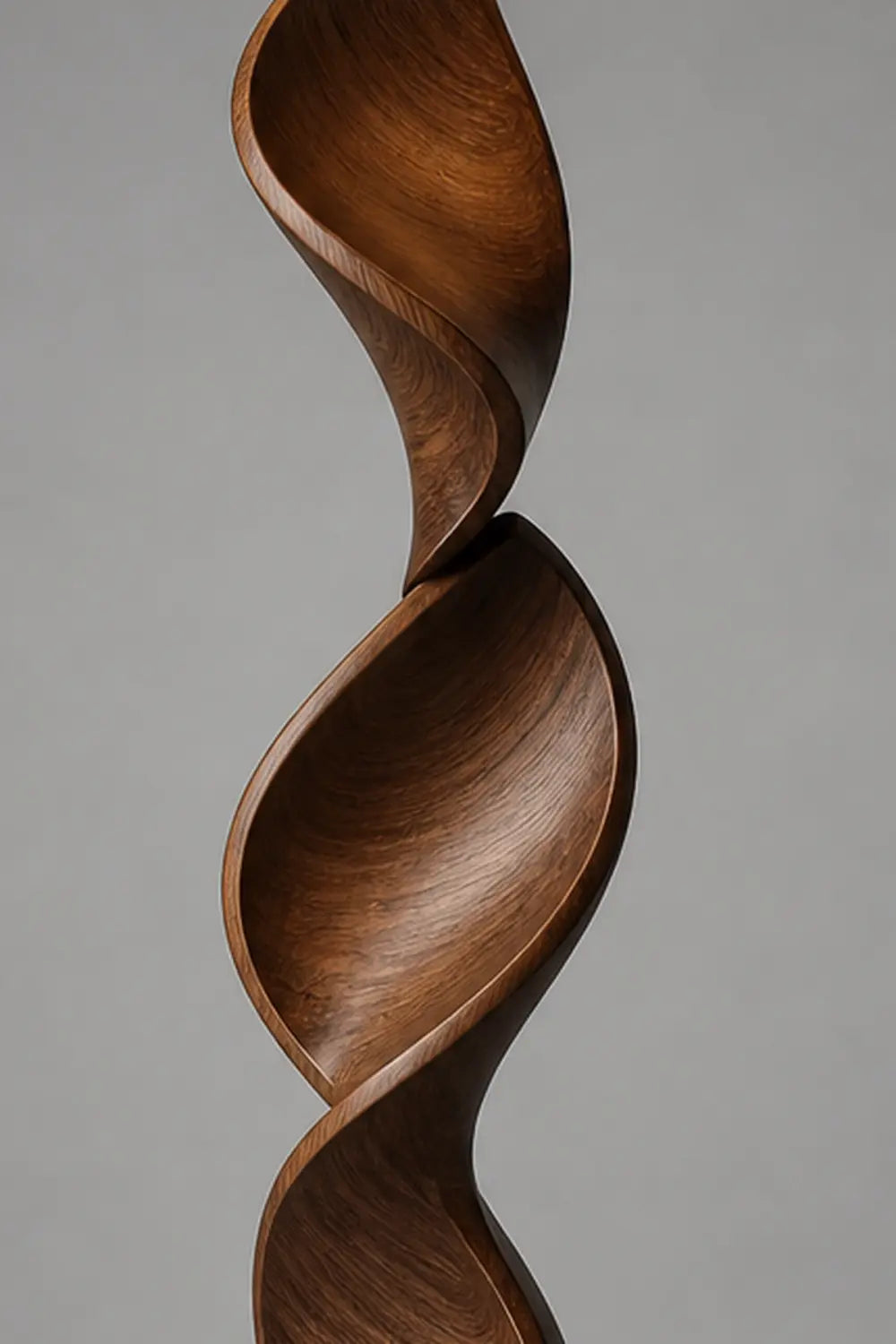 Sculptural Spiral Wood Lamp Handcarved From Premium Walnut For High End Interior Decor