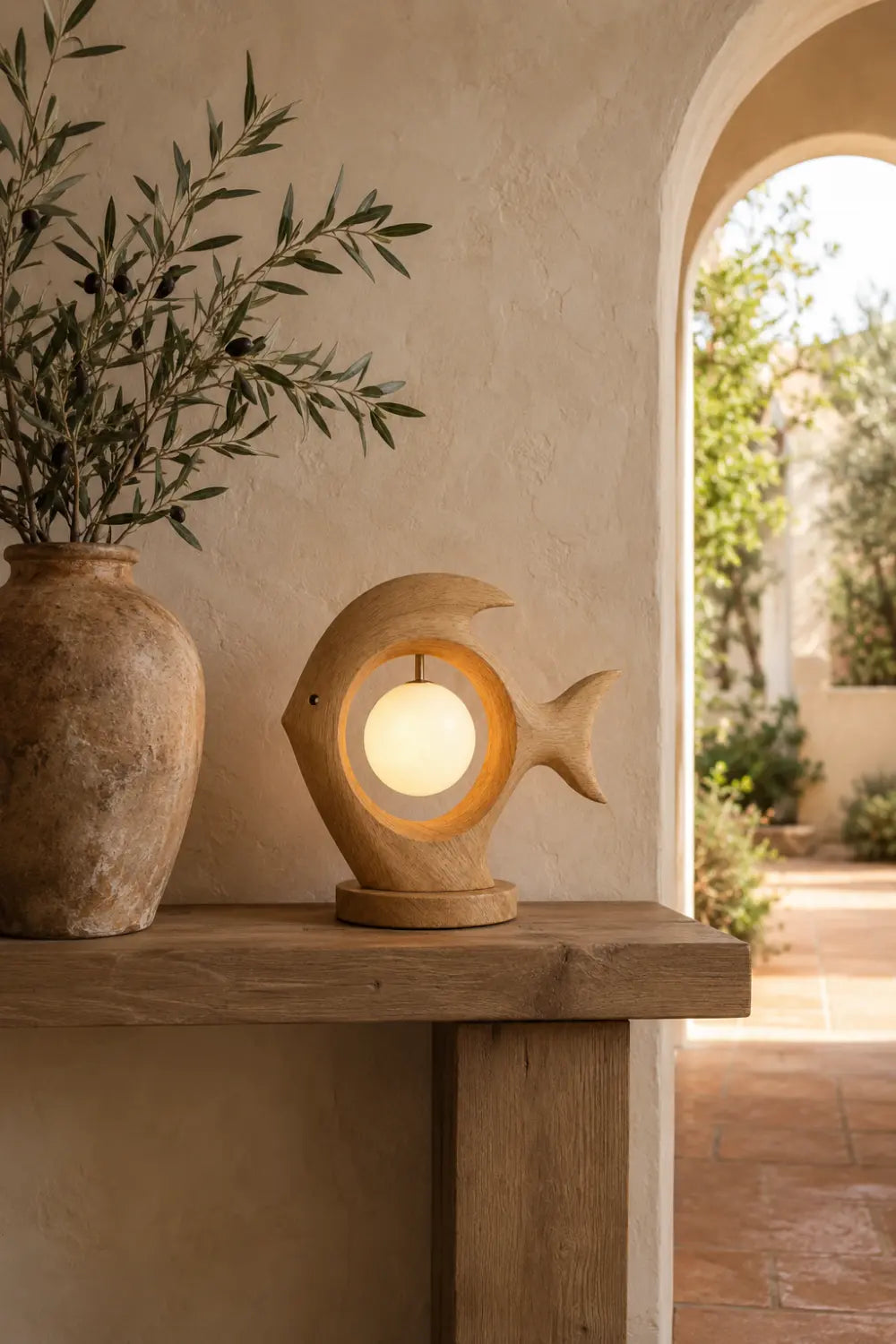 Modern Fish Shaped Wooden Table Lamp For Minimalist Home Decor And Warm Ambient Lighting