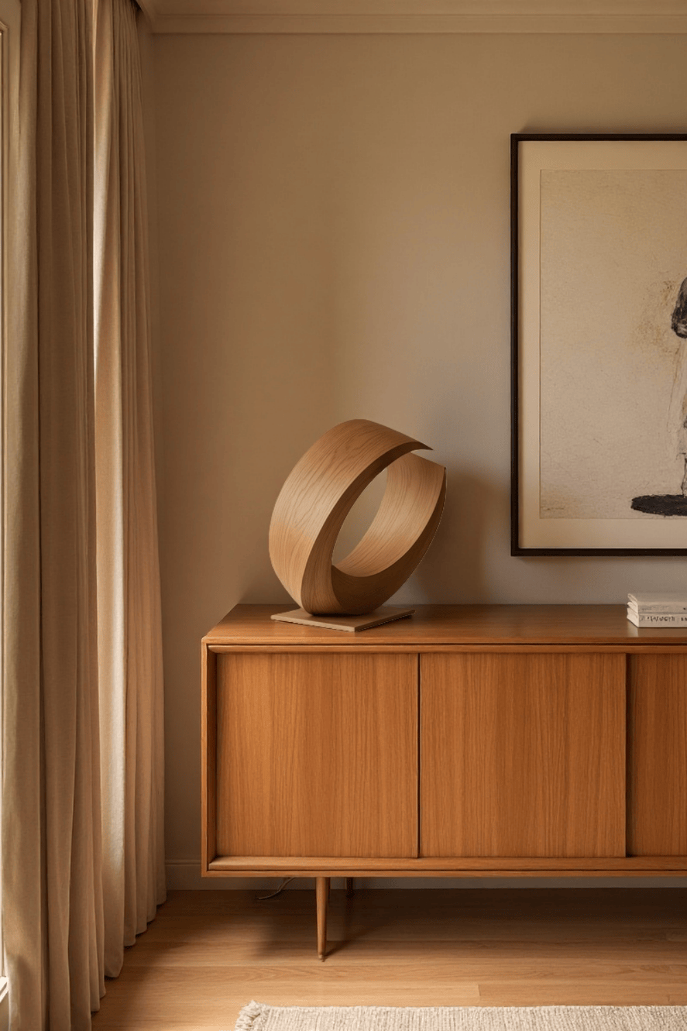 Modern Wooden Sculpture Abstract Handcrafted Wood Carving Statue Wooden Art Decor