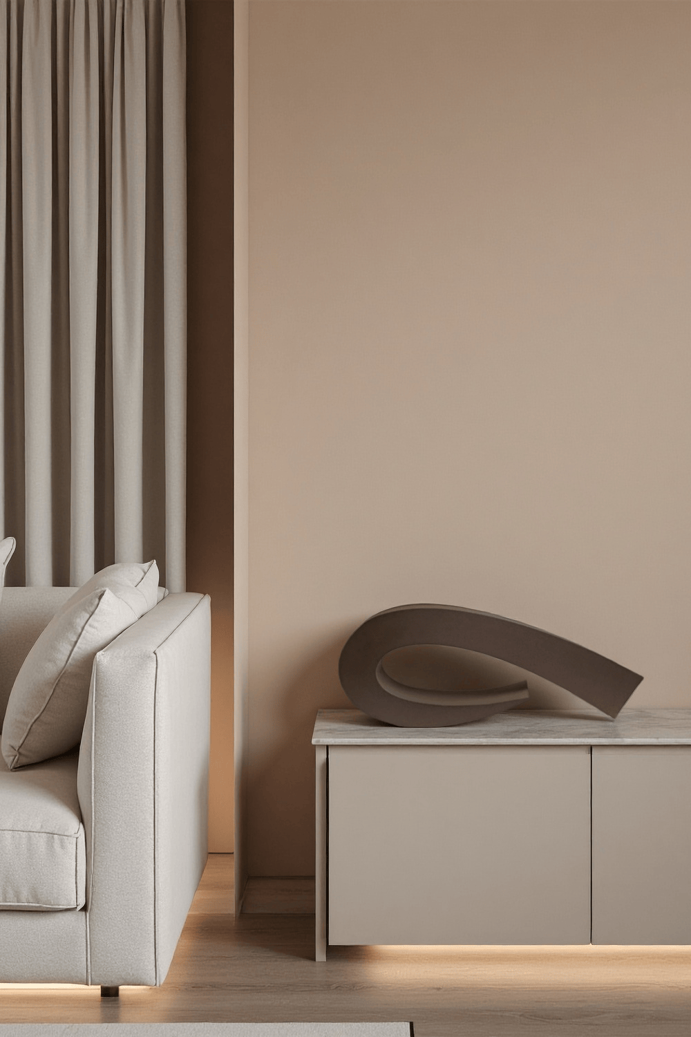 Curved Abstract Wooden Sculpture Modern Handcrafted Minimalist Décor Art