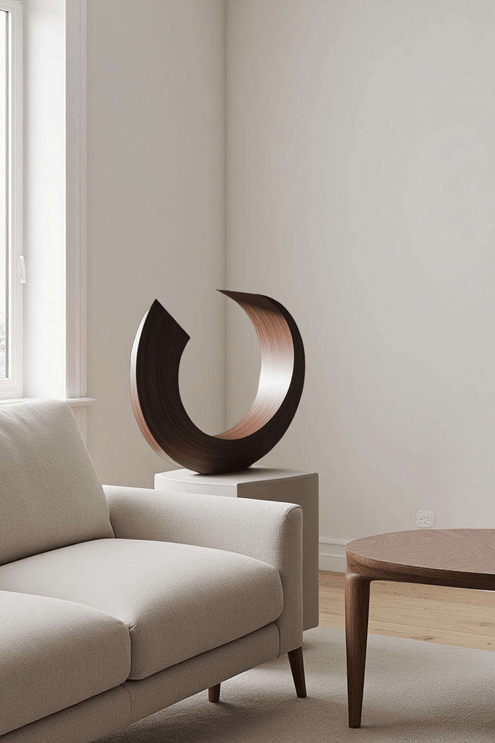 Modern Wooden Sculpture Abstract Handcrafted Wood Carving Statue Wooden Art Decor