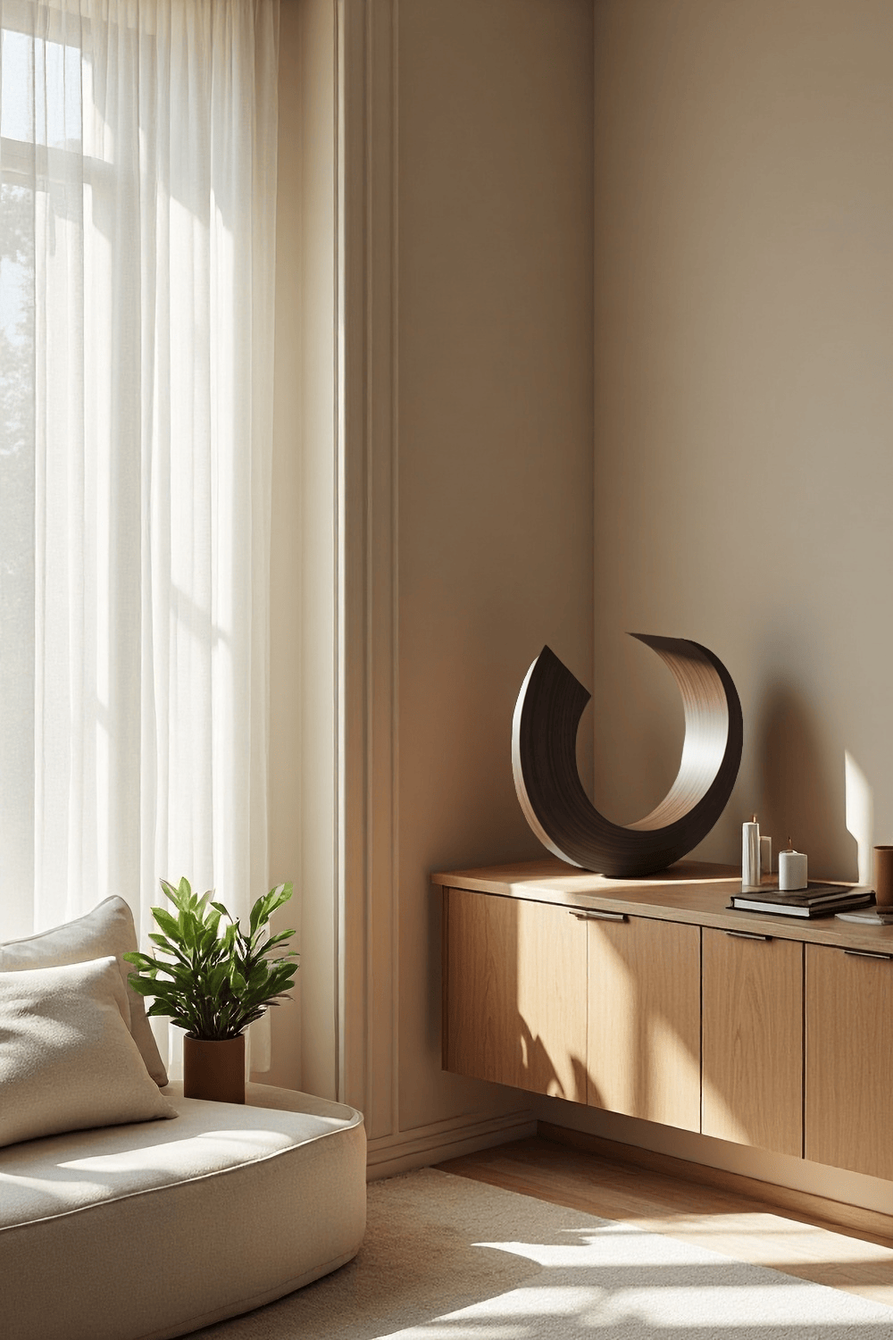 Modern Wooden Sculpture Abstract Handcrafted Wood Carving Statue Wooden Art Decor