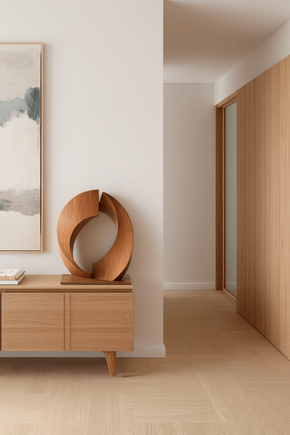 Handcrafted Abstract Wooden Sculpture Modern Minimalist Home Art Décor