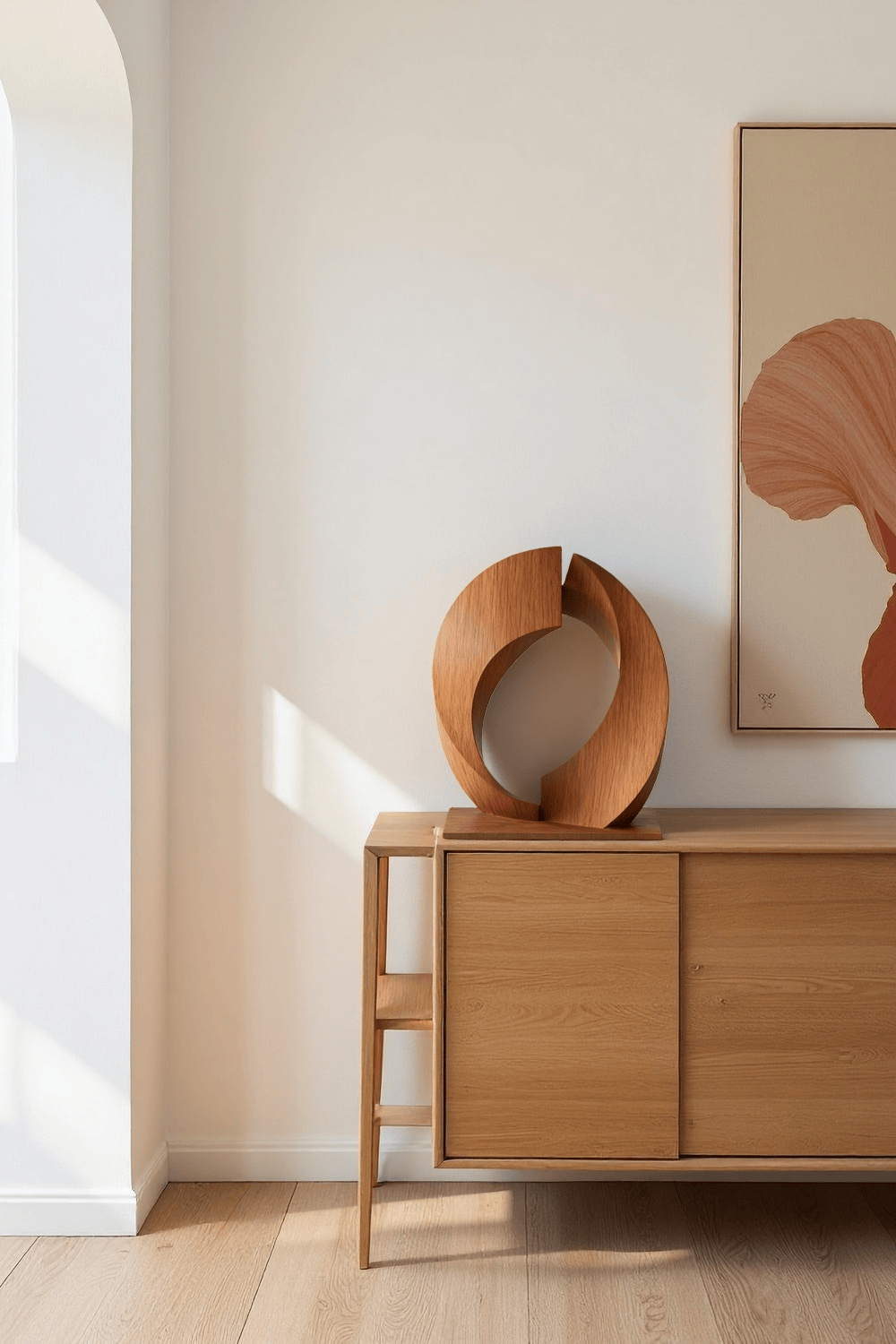 Handcrafted Abstract Wooden Sculpture Modern Minimalist Home Art Décor