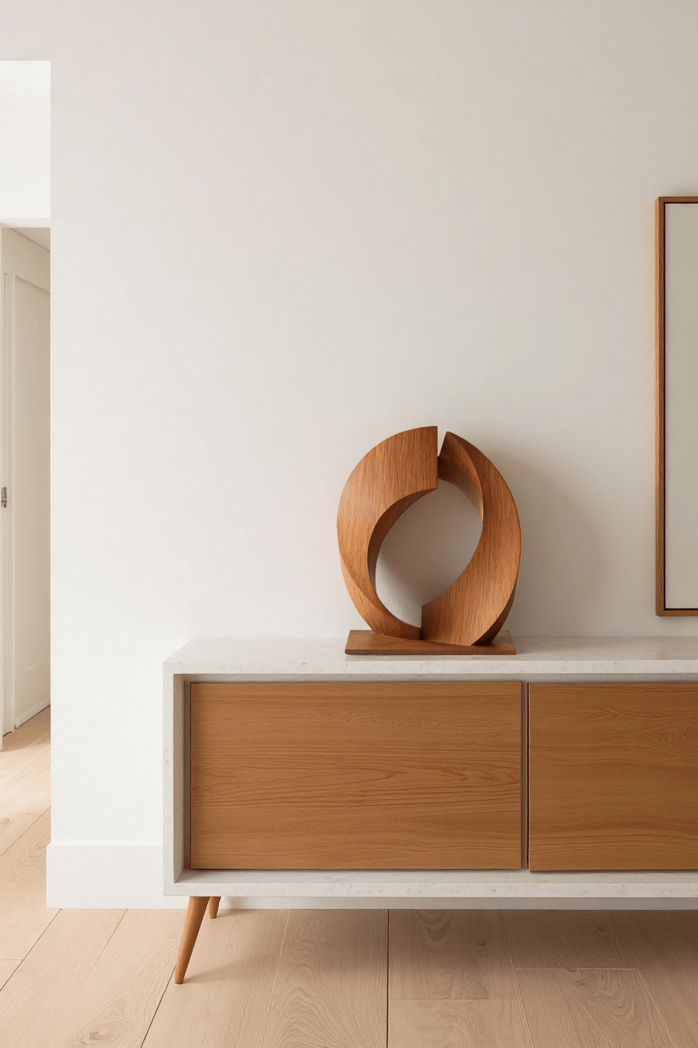 Handcrafted Abstract Wooden Sculpture Modern Minimalist Home Art Décor