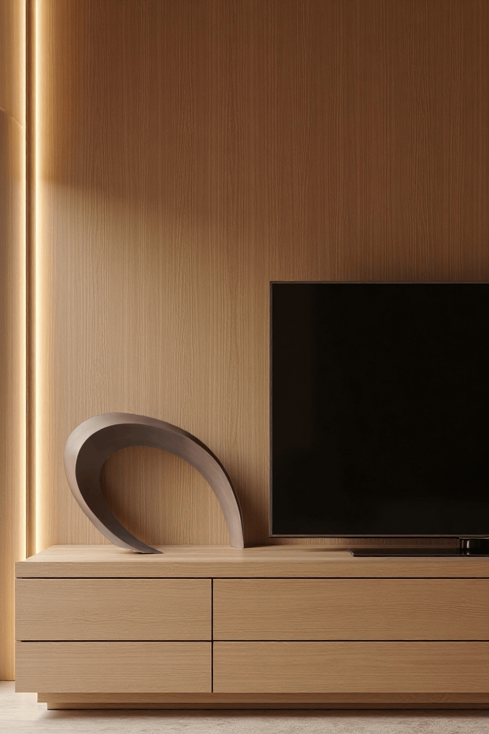 Handcrafted Abstract Wooden Sculpture Modern Minimalist Home Art Décor