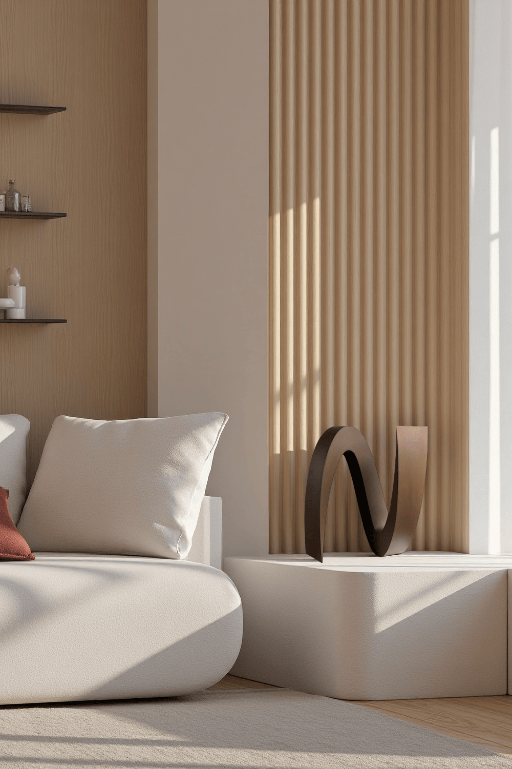 Wave Abstract Wooden Sculpture Modern Handcrafted Wood Minimalist Art Décor