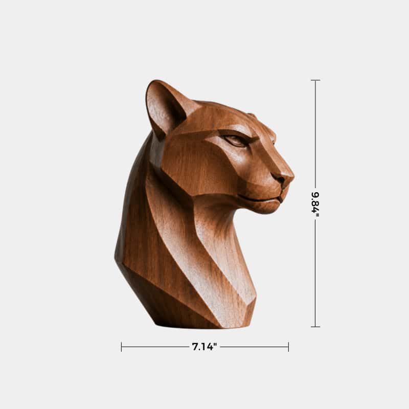 Abstract Wooden Panther Statue Minimalist Animal Sculpture For Contemporary Interiors