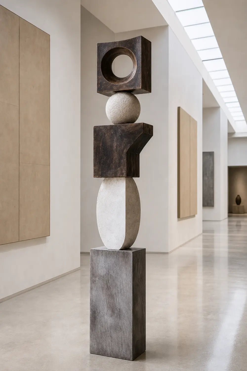 Large Abstract Wooden Floor Sculpture For Modern Minimalist Living Room Decor Handmade