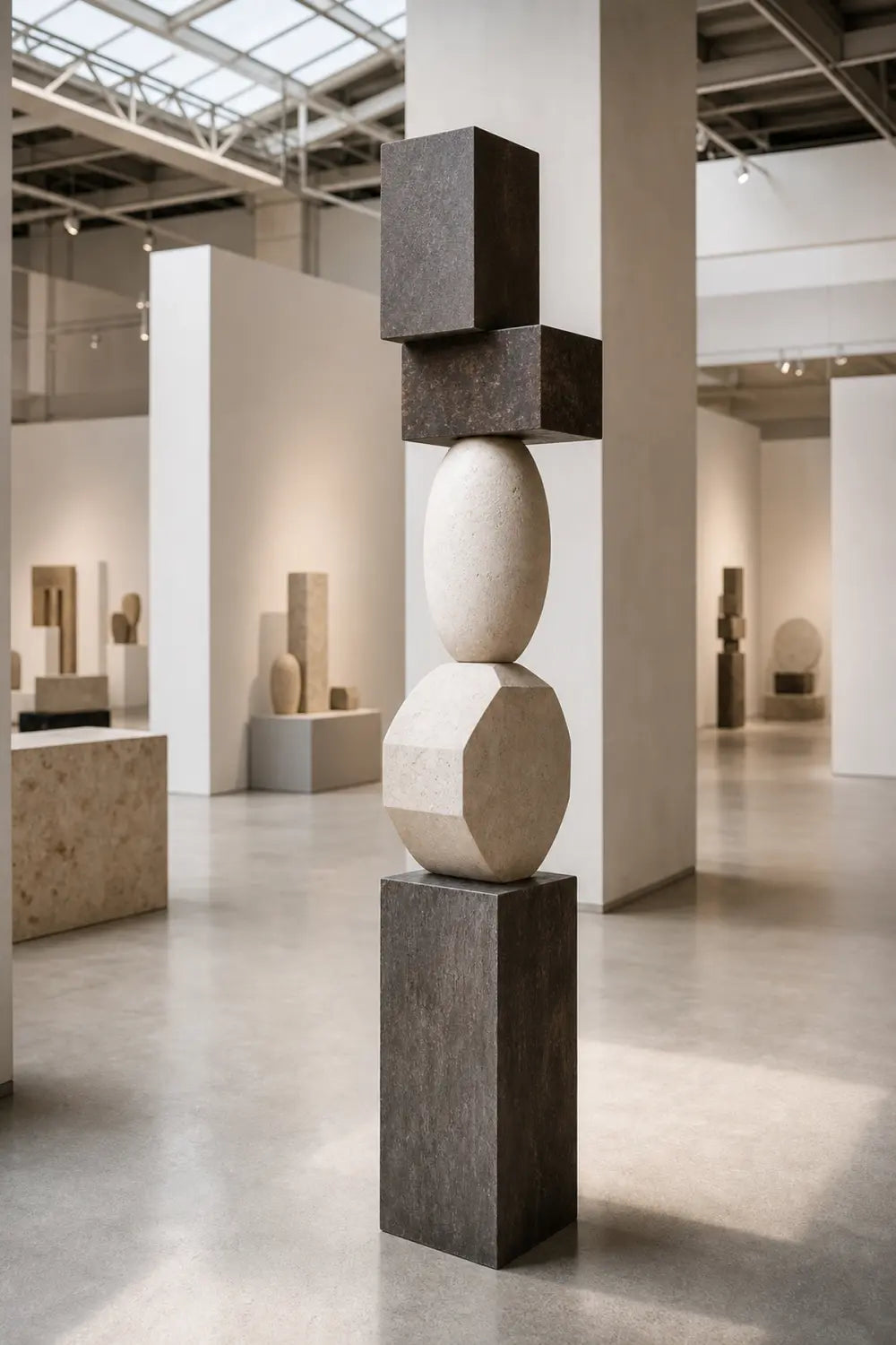 Large Abstract Wooden Sculpture For Modern Living Rooms - Minimalist Floor Art Decor