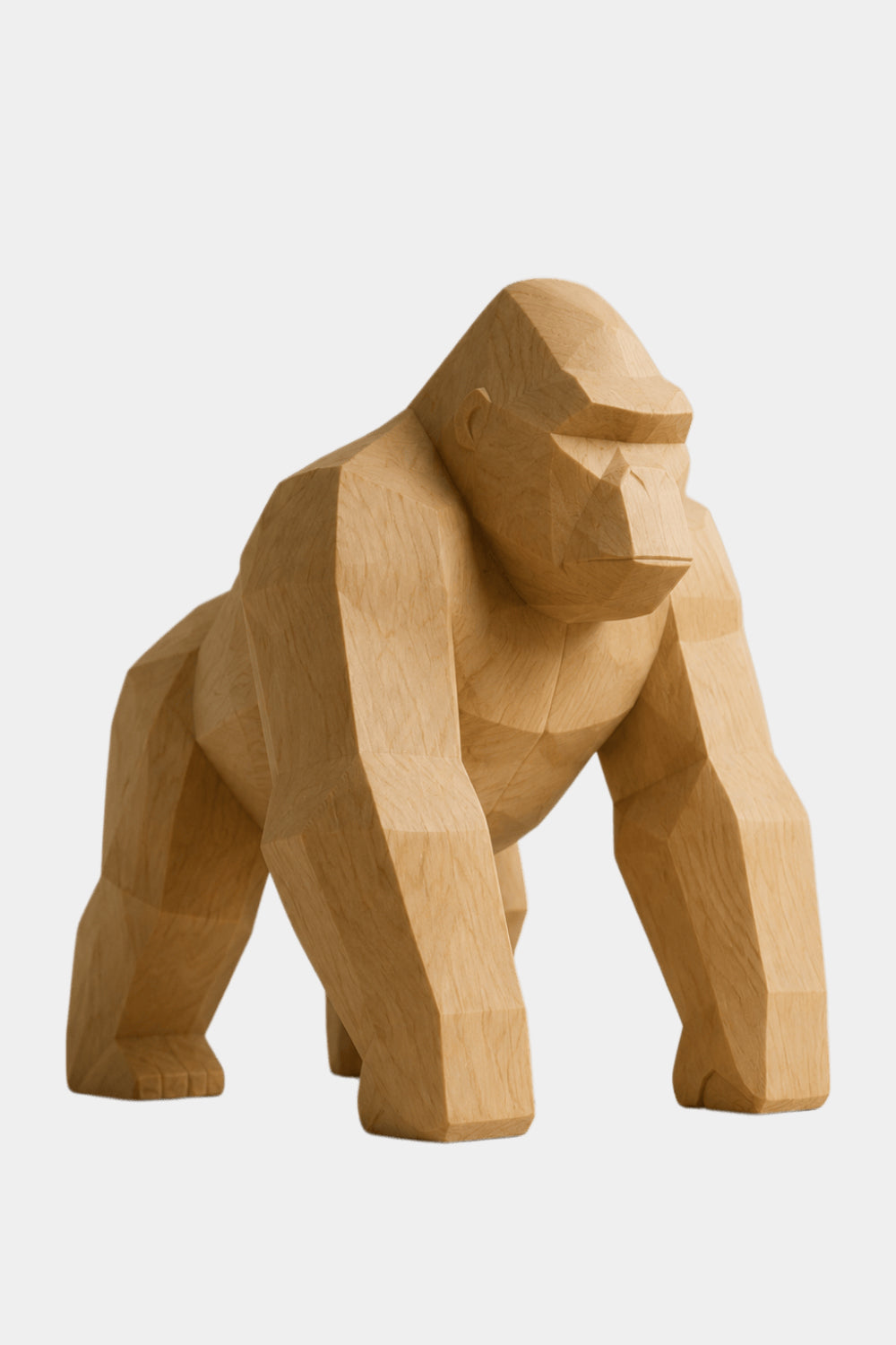Hand-Carved Wooden Gorilla Sculpture Modern Minimalist Animal Art For Home Decor