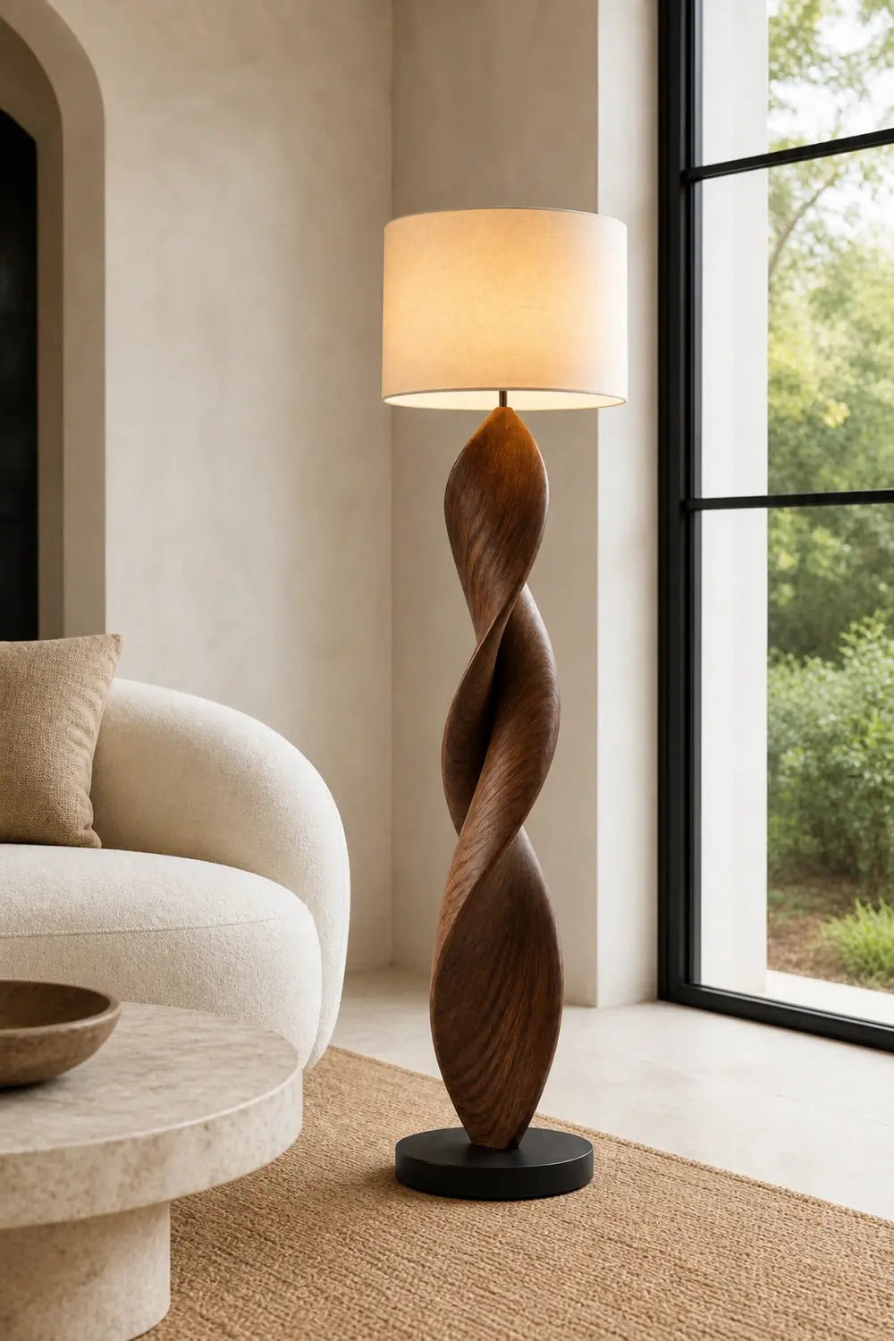 Flowing Ribbon Wood Floor Lamp | Modern Standing Decor Light For Home Space