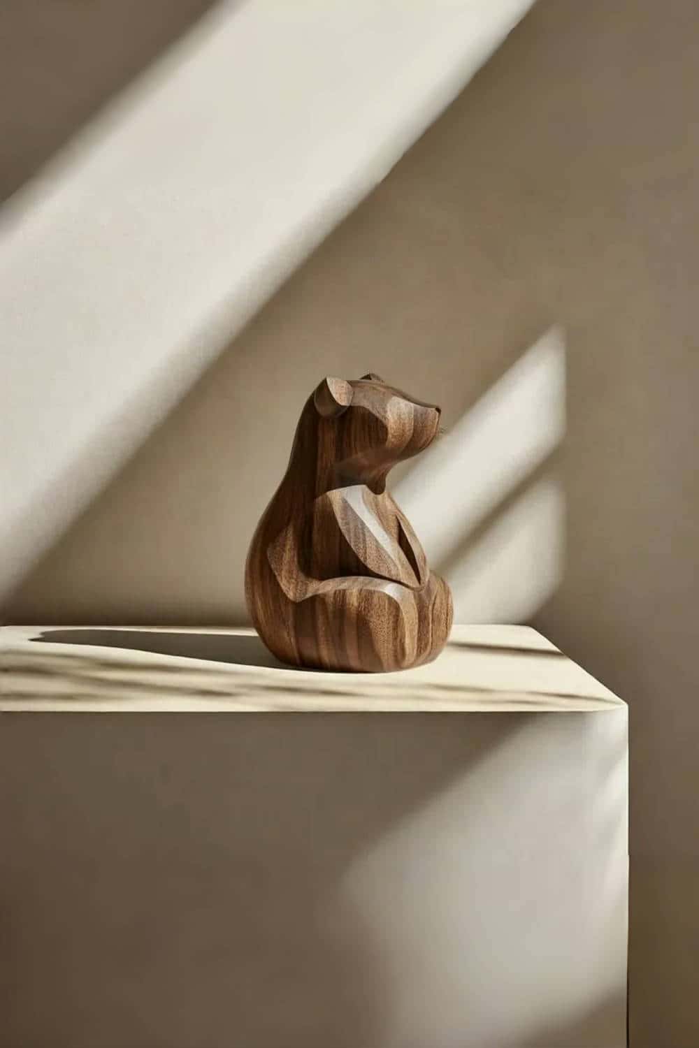 Wooden Bear Statue Wood Carved Bear Carvings Wooden Animal Sculptures