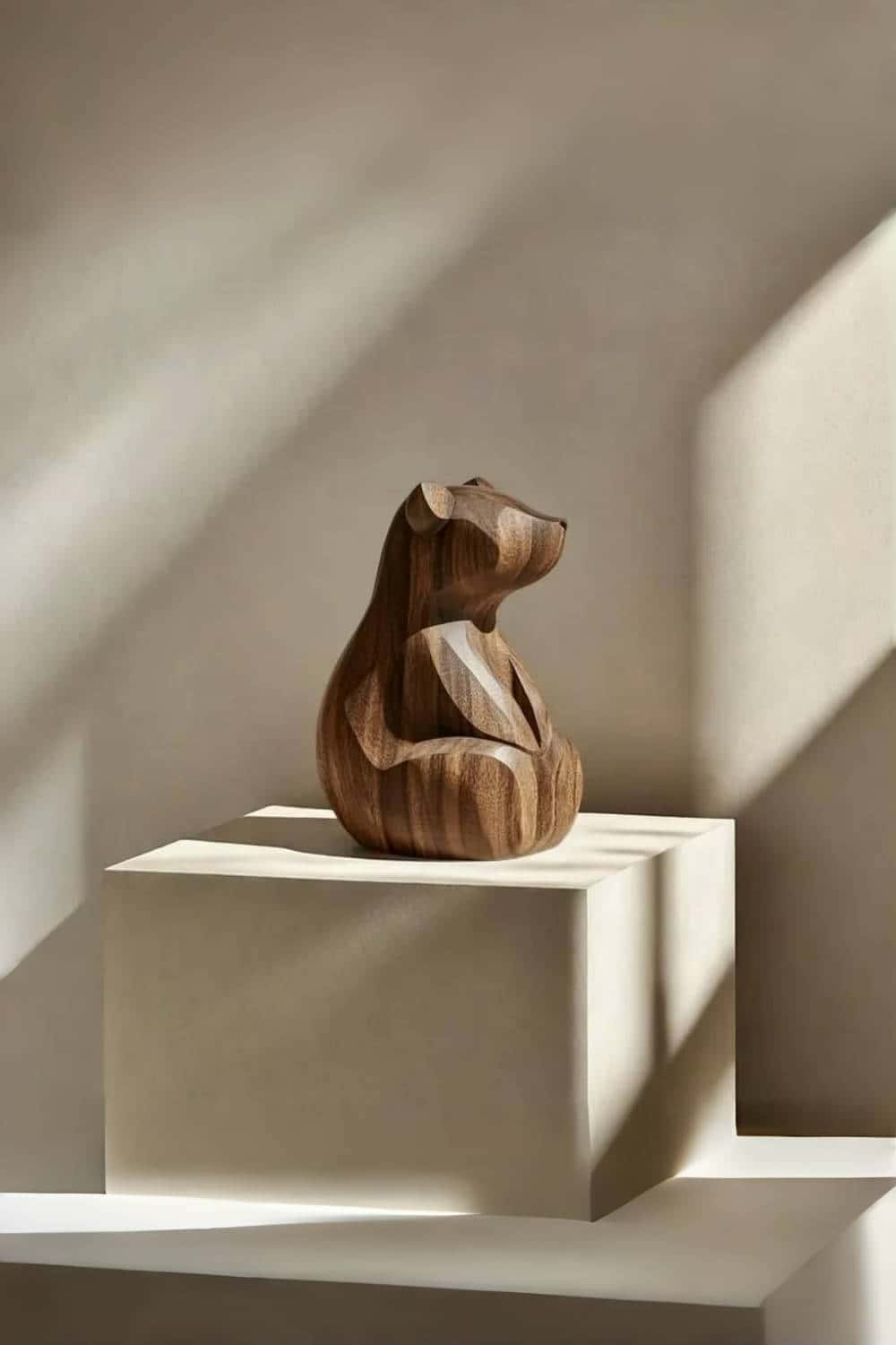 Wooden Bear Statue Wood Carved Bear Carvings Wooden Animal Sculptures