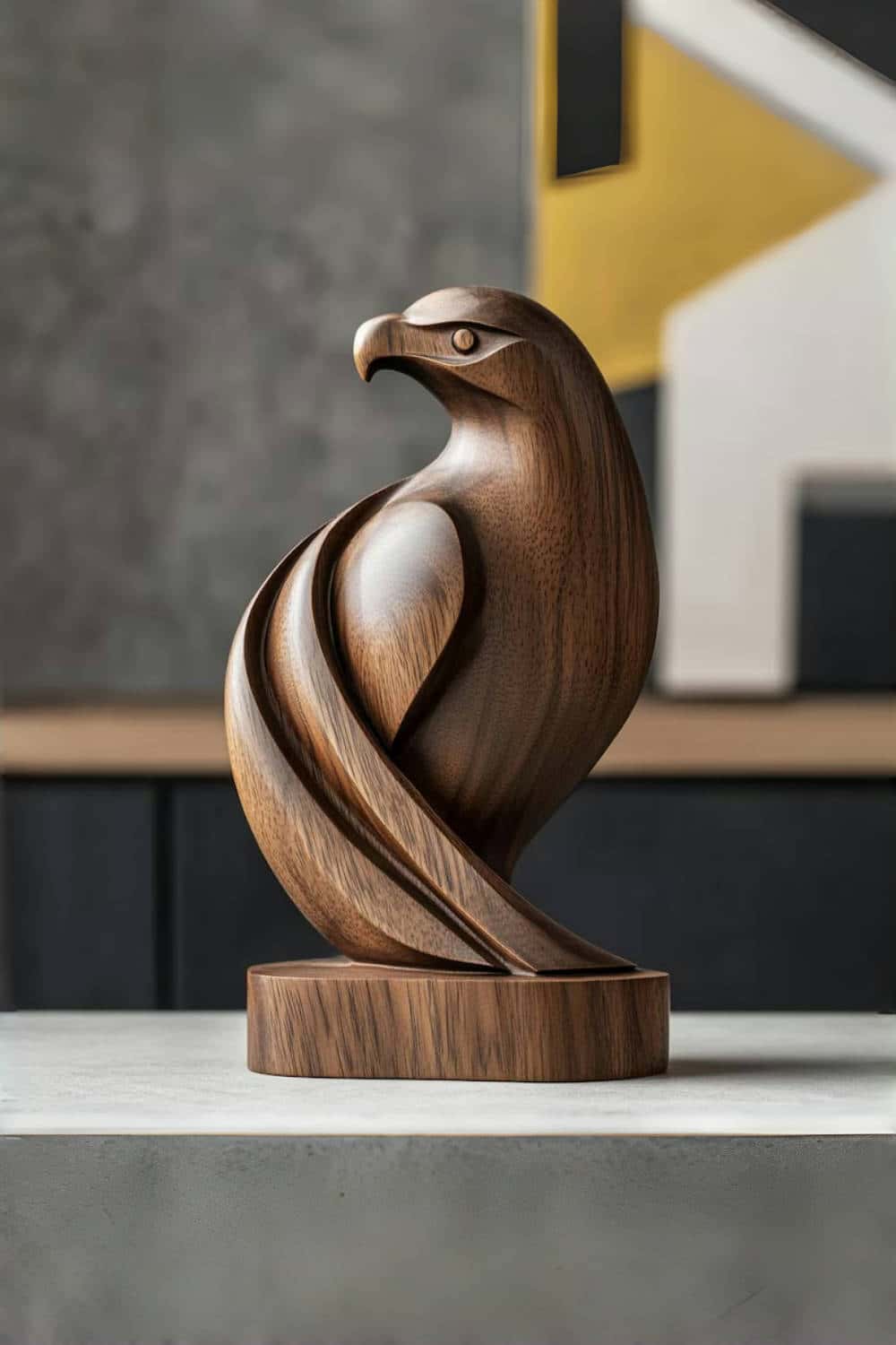 Handmade Wooden Eagle Sculpture Hand Carved Animal Bird Wooden Statue Art