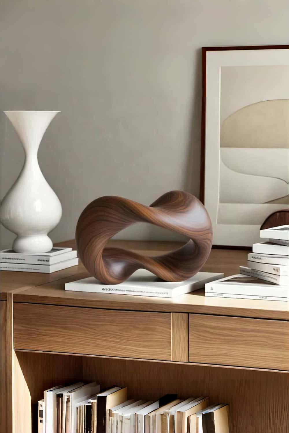 Handcrafted Wooden Möbius Strip Sculpture Modern Abstract Home Decor Art