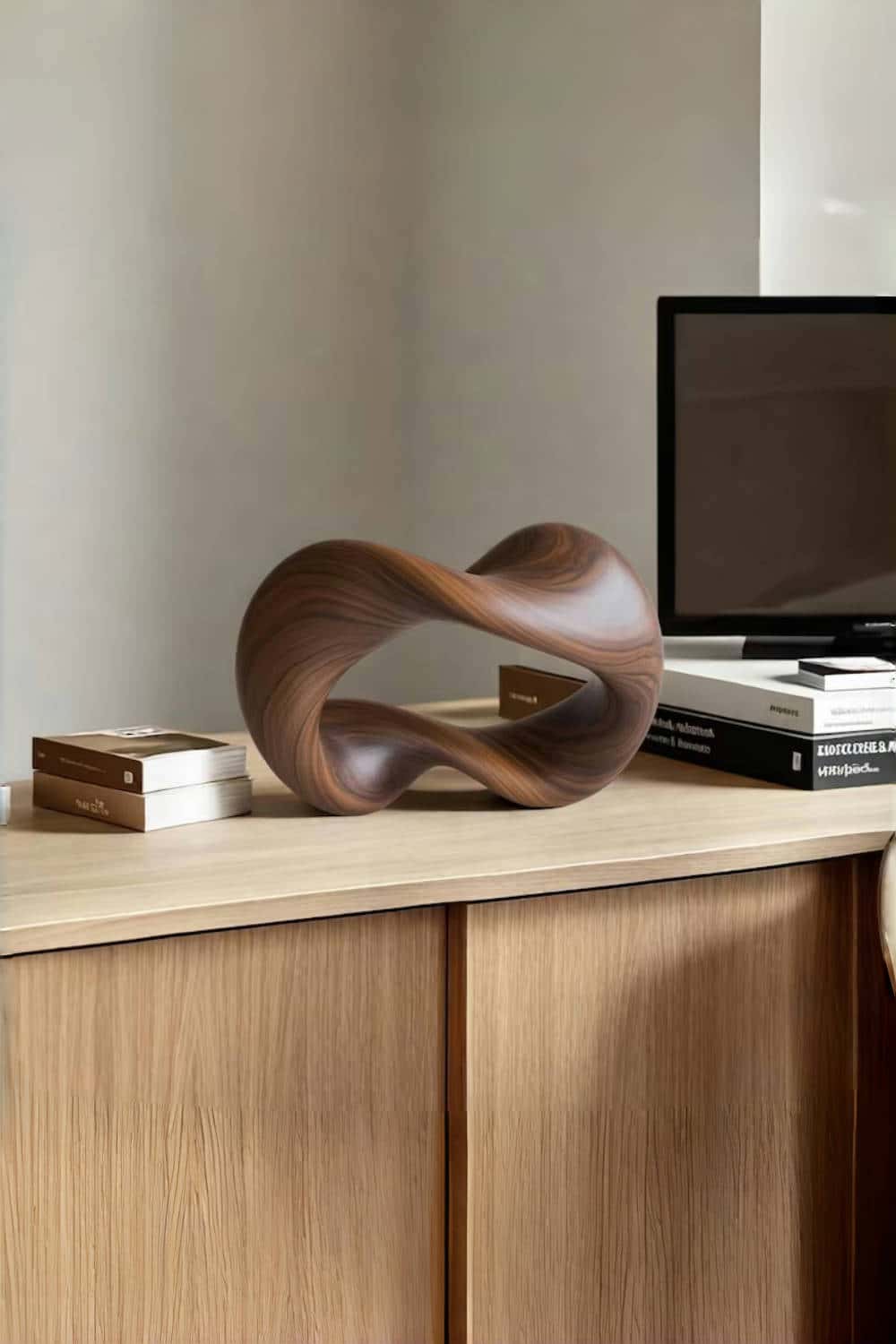 Handcrafted Wooden Möbius Strip Sculpture Modern Abstract Home Decor Art