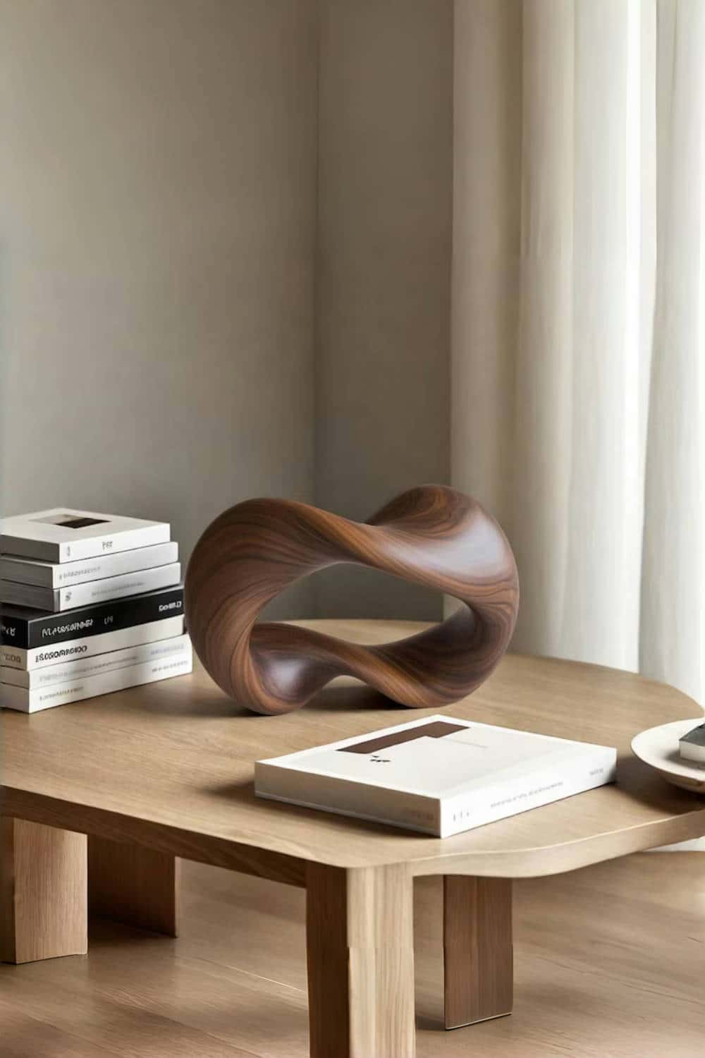 Handcrafted Wooden Möbius Strip Sculpture Modern Abstract Home Decor Art