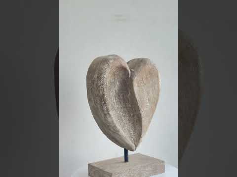 Handcrafted Abstract Wooden Heart Sculpture Unique Home Decor Modern Wood Figurine