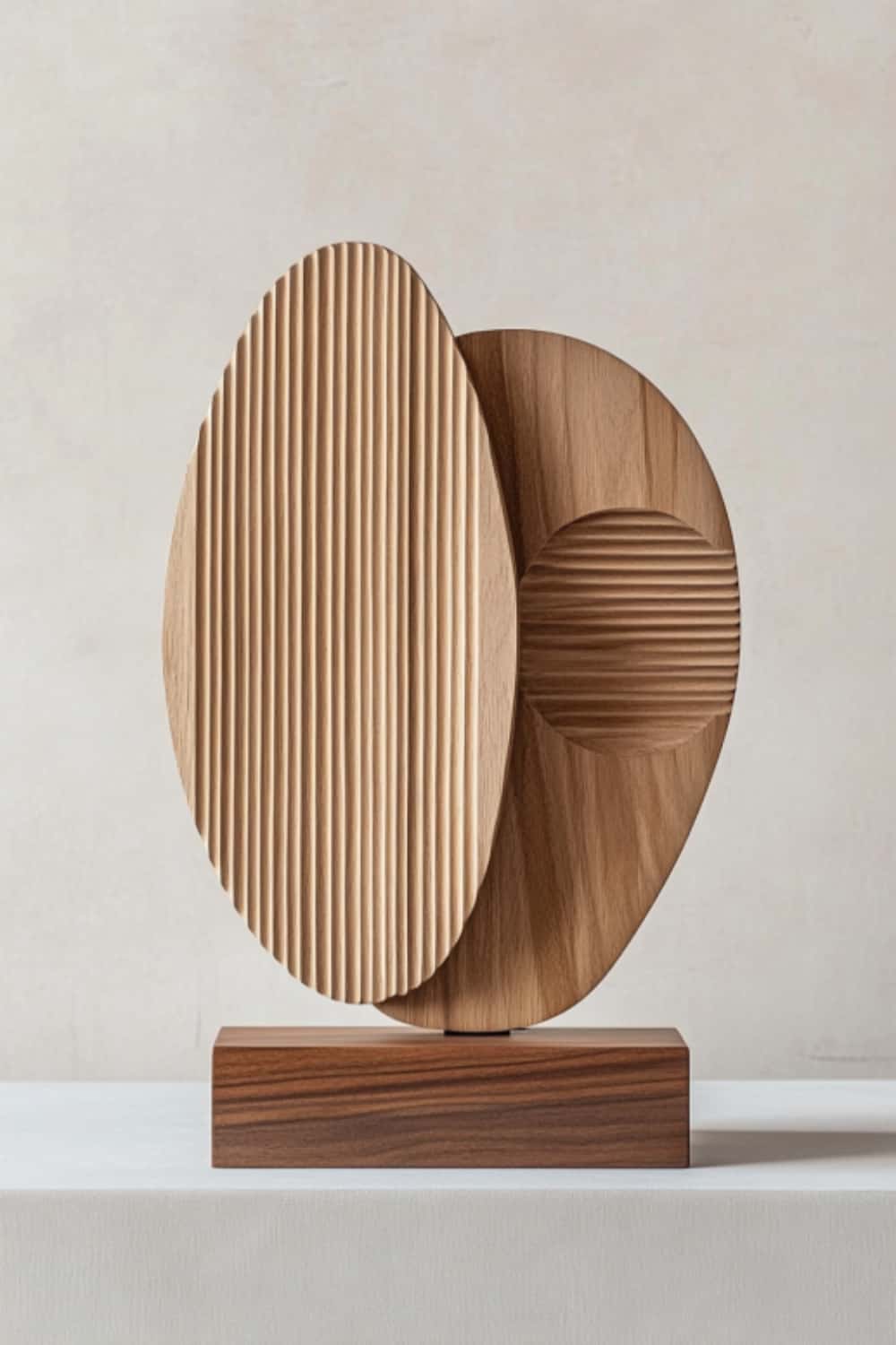 Modern Minimalist Abstract Wood Sculpture Hand Carved Wooden Sculpture