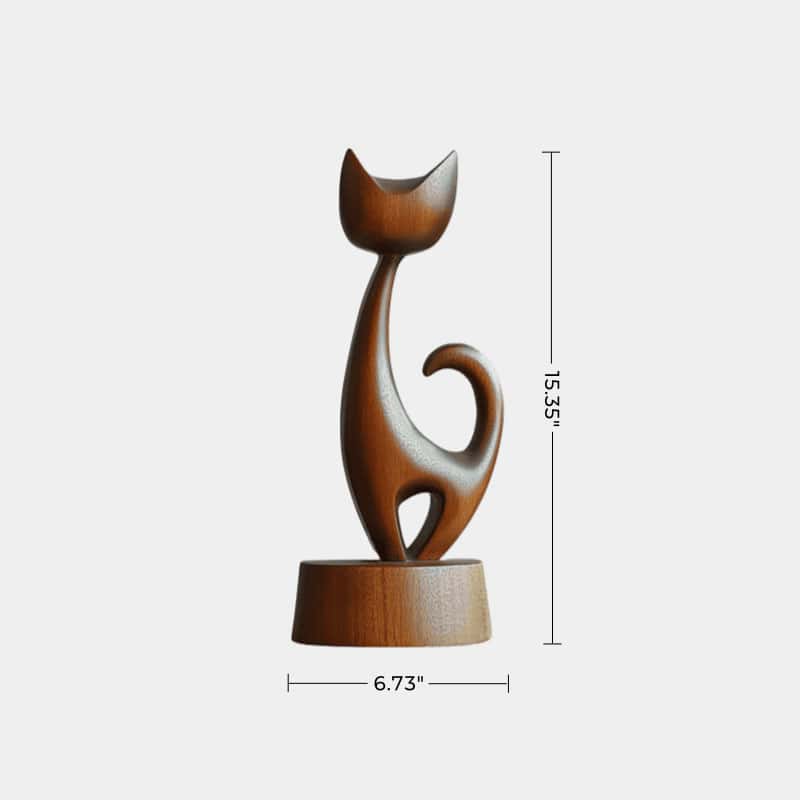 Wooden Carved Animals Wooden Cat Statue Wood Cat Sculpture Decorative