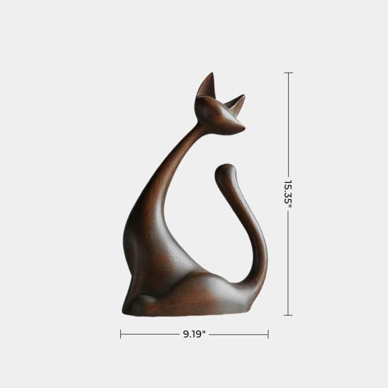 Wooden Carved Animals Wooden Cat Statue Wood Cat Sculpture Decorative
