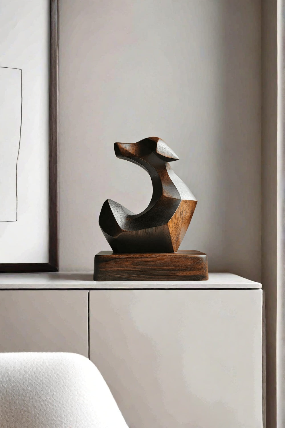 Wooden Dog Sculpture Wooden Animal Sculptures Wood Decorative Sculpture