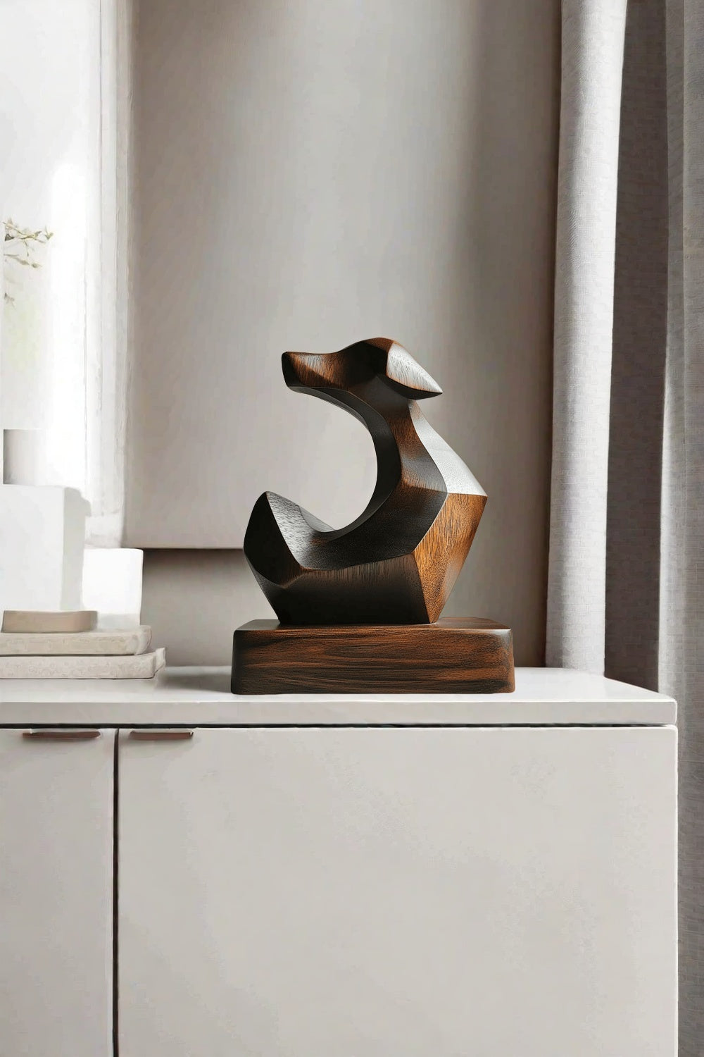 Wooden Dog Sculpture Wooden Animal Sculptures Wood Decorative Sculpture