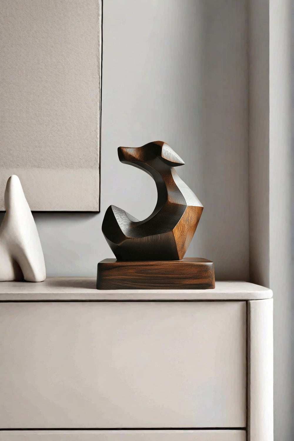 Wooden Dog Sculpture Wooden Animal Sculptures Wood Decorative Sculpture