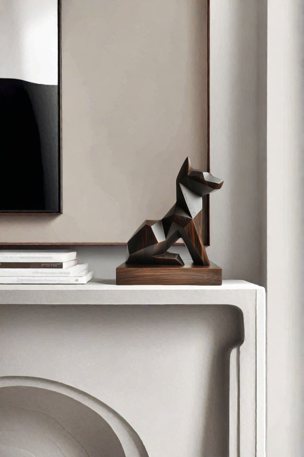 Wooden Dog Statue Wooden Animal Sculptures Wood Decorative Sculpture