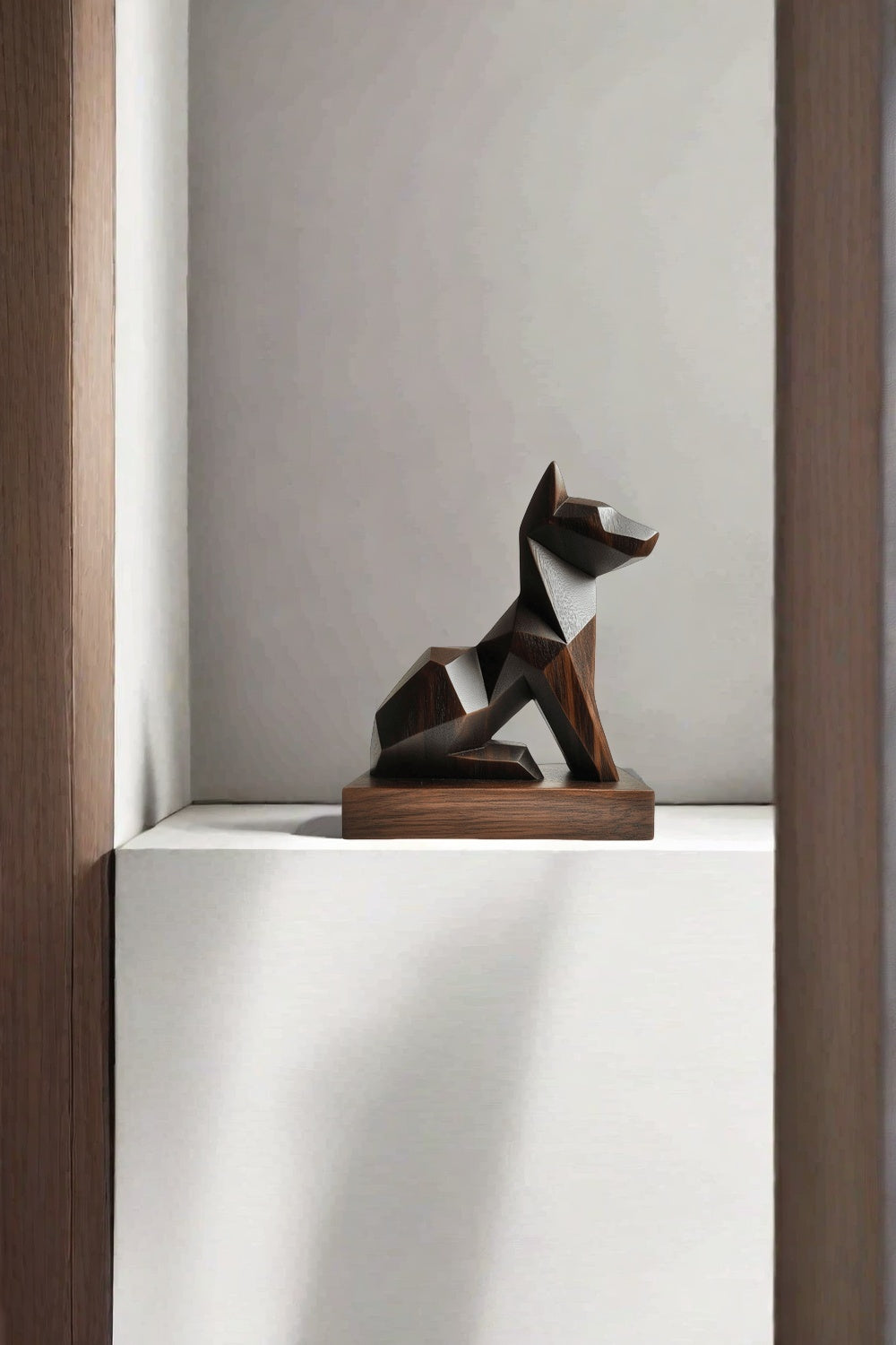Wooden Dog Statue Wooden Animal Sculptures Wood Decorative Sculpture