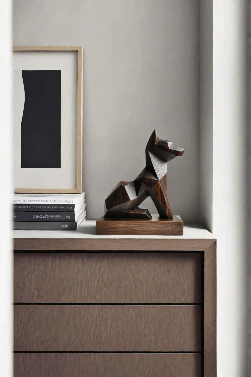 Wooden Dog Statue Wooden Animal Sculptures Wood Decorative Sculpture