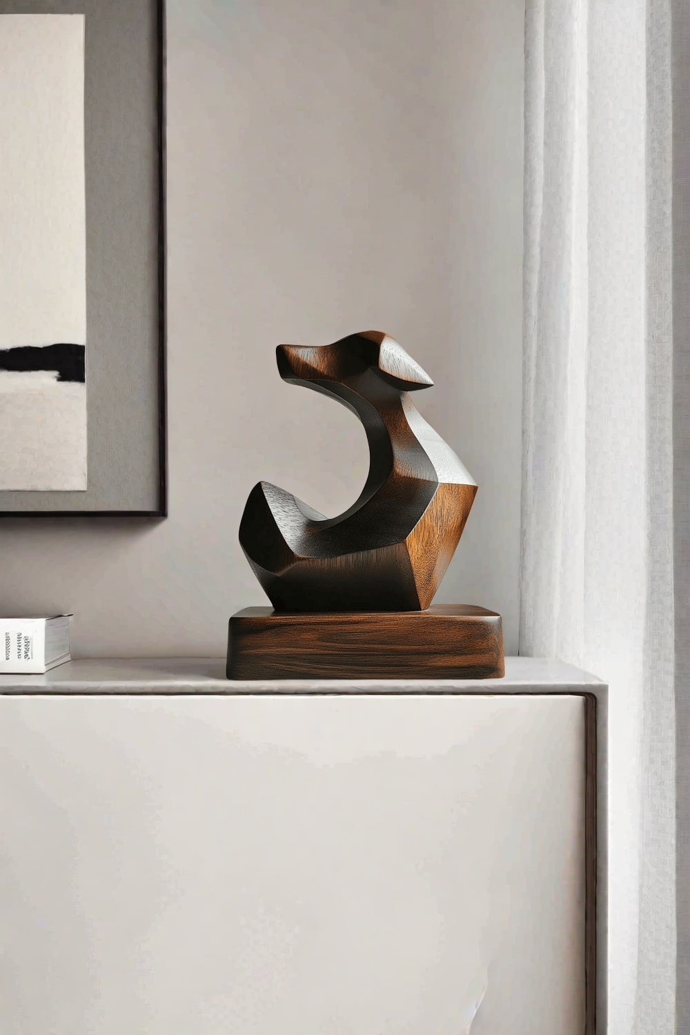 Wooden Dog Sculpture Wooden Animal Sculptures Wood Decorative Sculpture