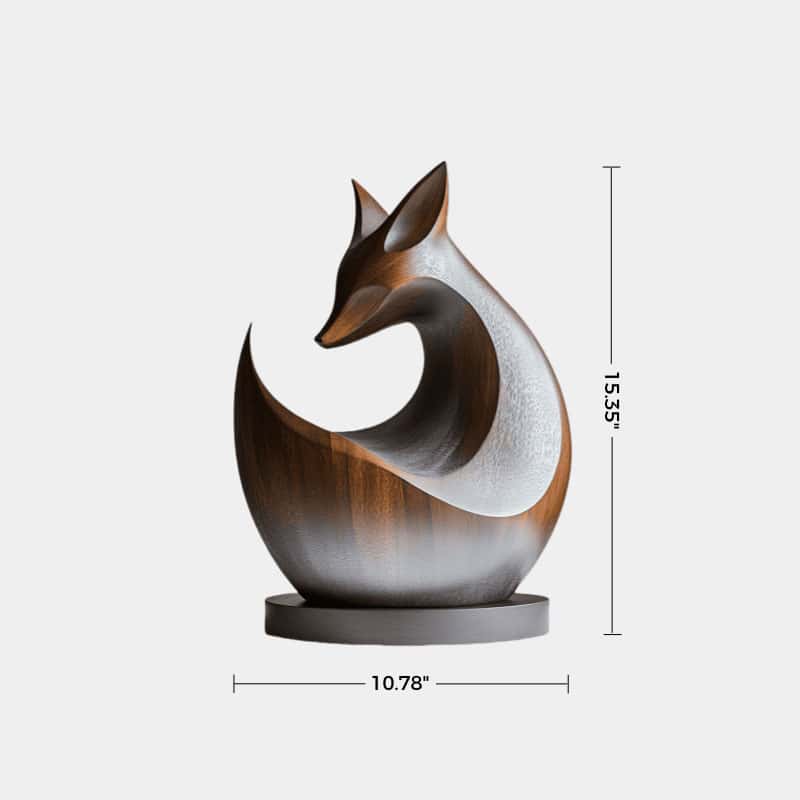Wooden Carved Animals Wooden Fox Statue Hand Carved Wood Sculpture