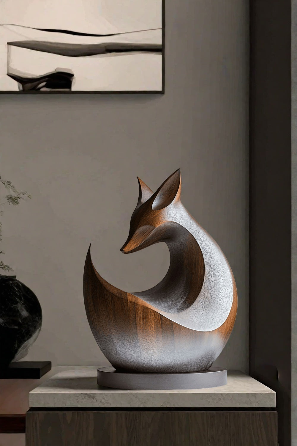 Wooden Carved Animals Wooden Fox Statue Hand Carved Wood Sculpture