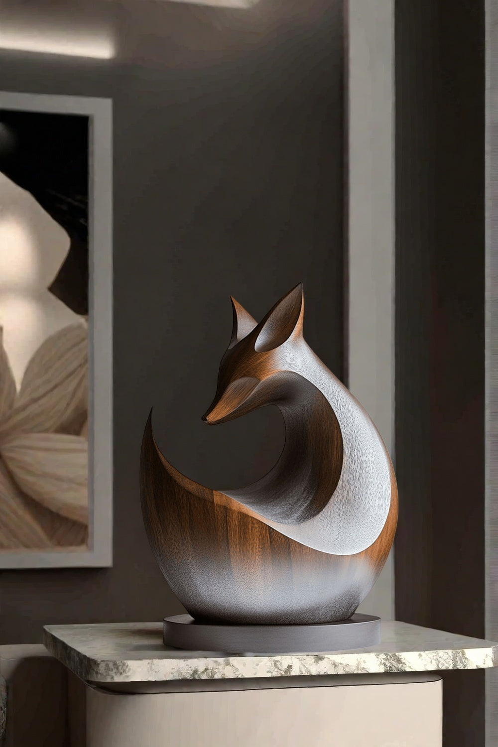 Wooden Carved Animals Wooden Fox Statue Hand Carved Wood Sculpture