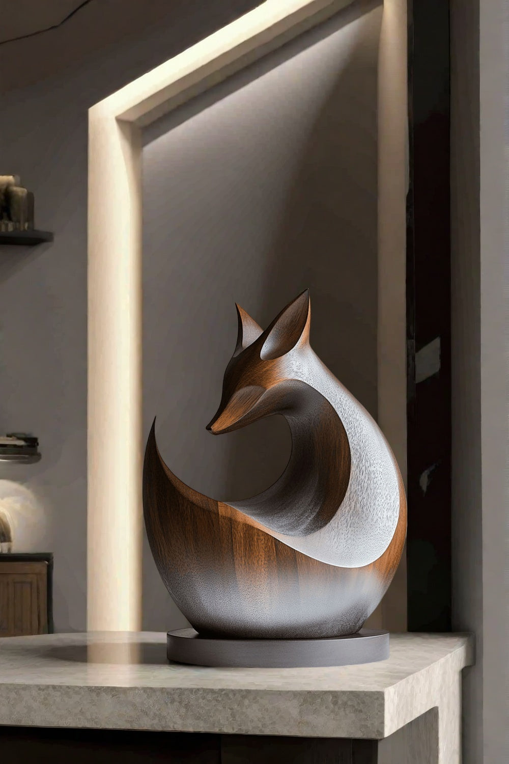 Wooden Carved Animals Wooden Fox Statue Hand Carved Wood Sculpture